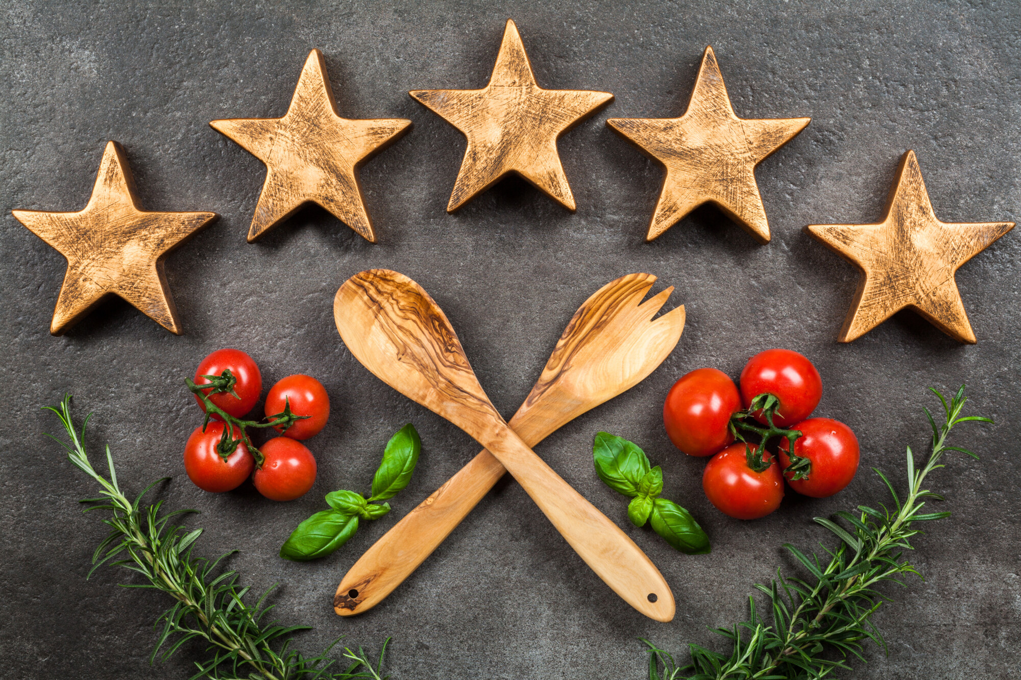 Five,Stars,On,Dark,Background